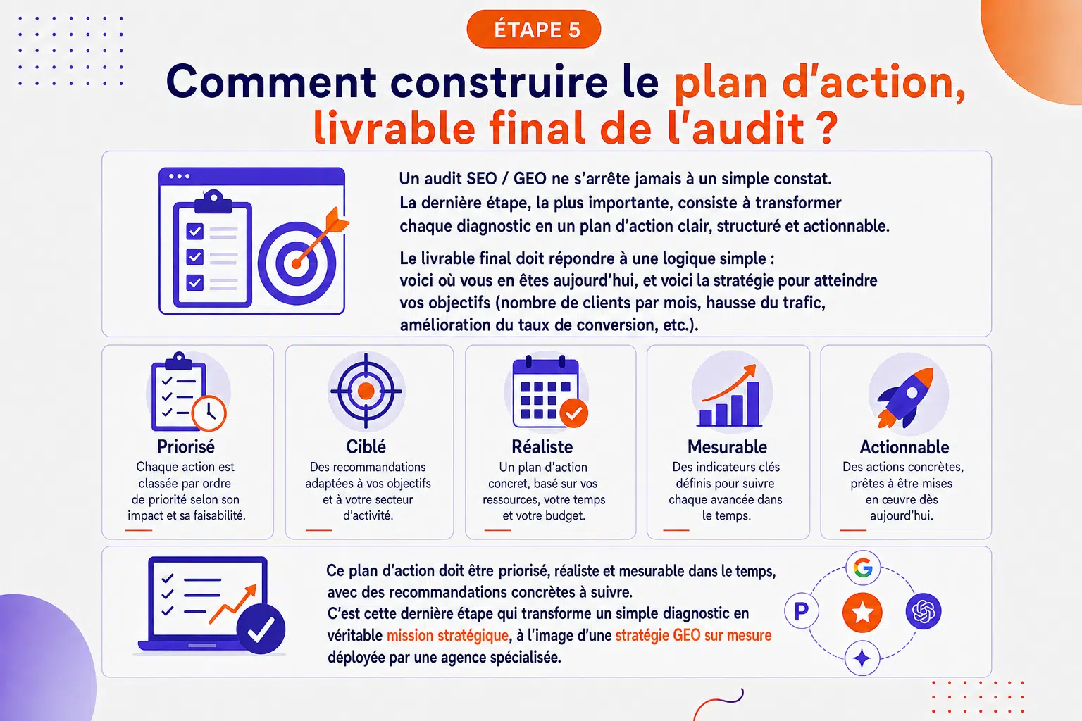 Étape 5 : Comment construire le plan d'action, livrable final de l'audit ?