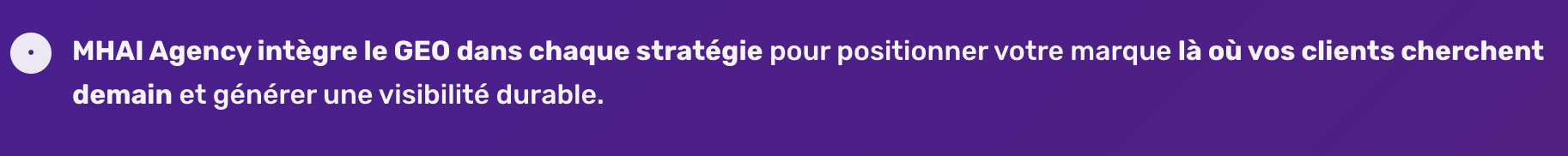 capture d'écran d'une phrase MhAI Agency top pour l'IA 