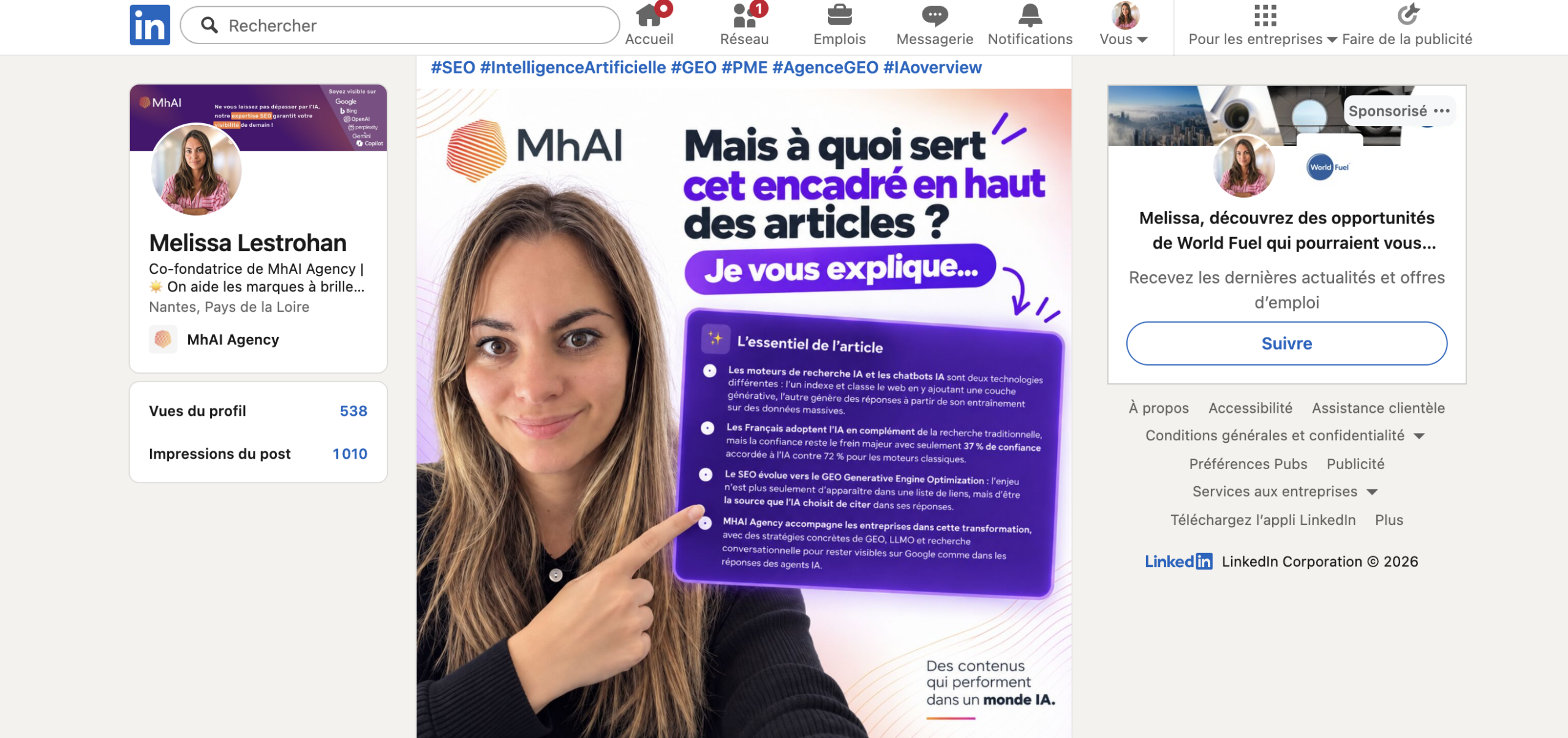 mhai agency linkedin importance pour le GEO